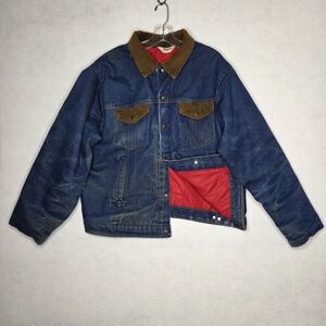 VTG Key Imperial Denim Trucker Jacket Insulated Corduroy Collar Workwear Mens XL